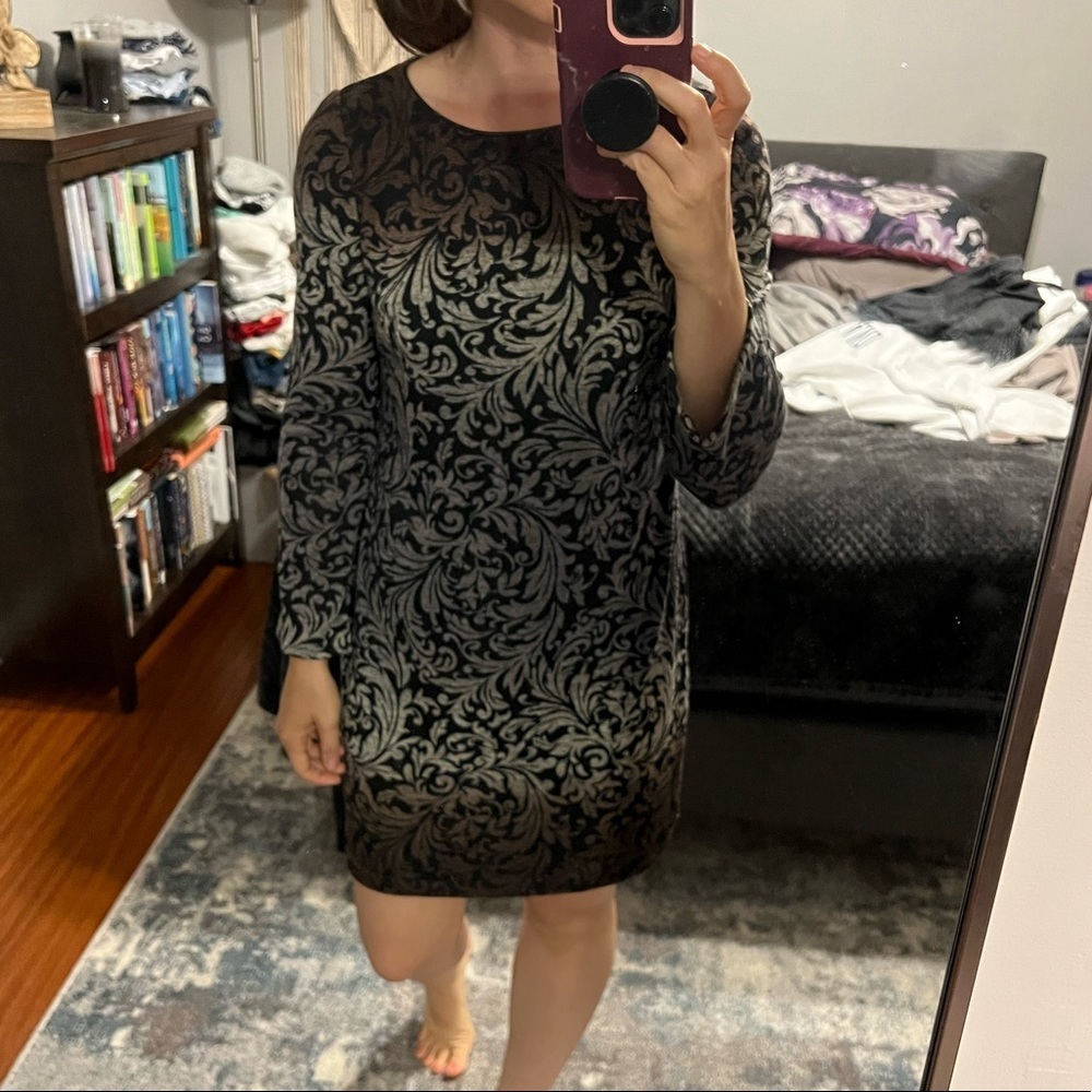 Like new Jessica Howard black and brown long sleeve‎ printed dress - Picture 2 of 5